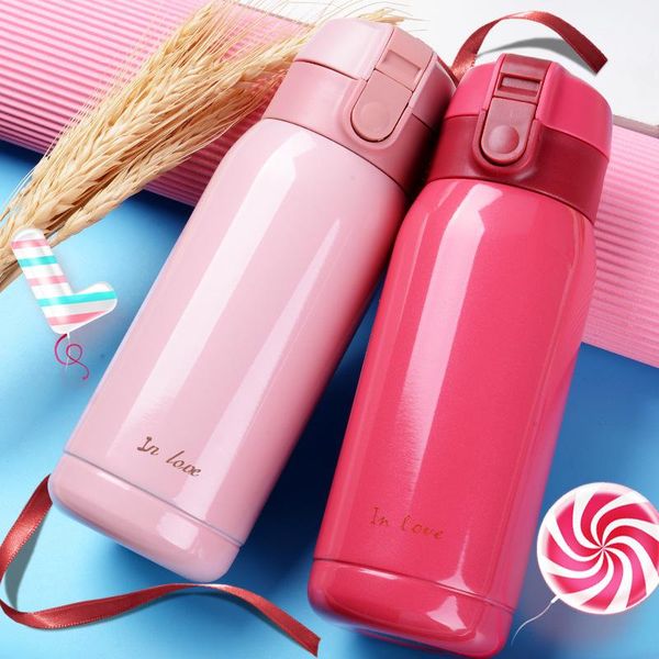 

water bottles high-end bounce insulation cup 304 stainless steel cute children's