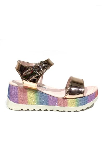 

sandals t.o 2611-1 girl boy bronze japanned leather wedges1, Black