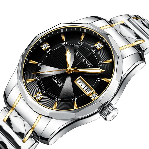 

ailang mechanical fully automatic student waterproof fine steel band watch men's 2021 new model, Slivery;brown