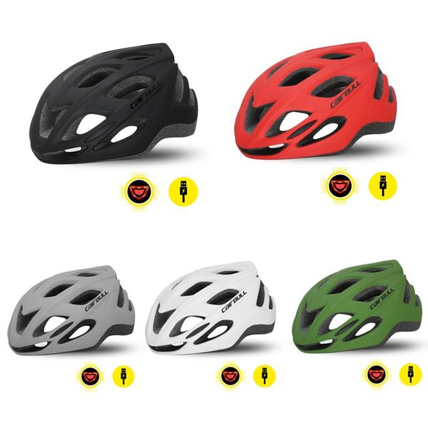 

urban leisure safety bicycle helmet with taillight riding cap in-mold ultra-light racing road bike men cycling caps & masks, Black