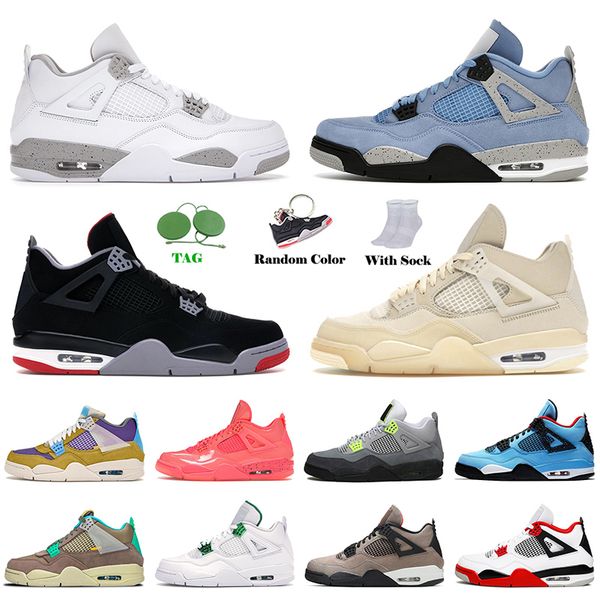 

2021 basketball shoes university blue 4 4s white oreo sail jumpman bred taupe haze neon mens womens trainers sneakers size 13