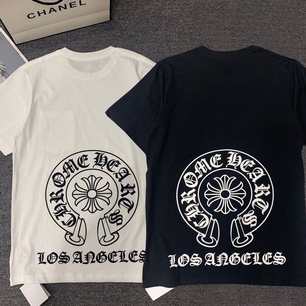 

fashion 2021 summer brand crosin classic horseshoe cotton short sleeve t-shirt printed for men and women, White;black