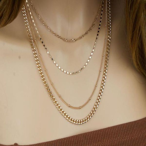 

Designer Original Metal Chain Multilayer Necklace Bohemian Style Fashion Simple Layered Jewelry Factory Direct Sales Chains, Silver