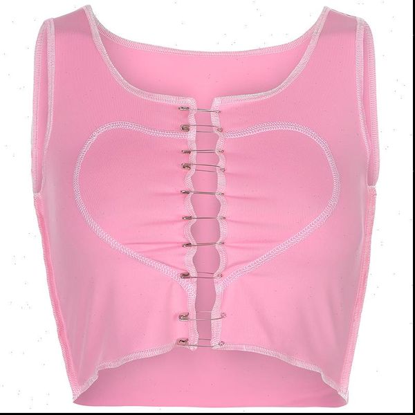 

heart printed y2k cropped women camis party club wear cute pink tank fashionable sleeveless 90s summer, White