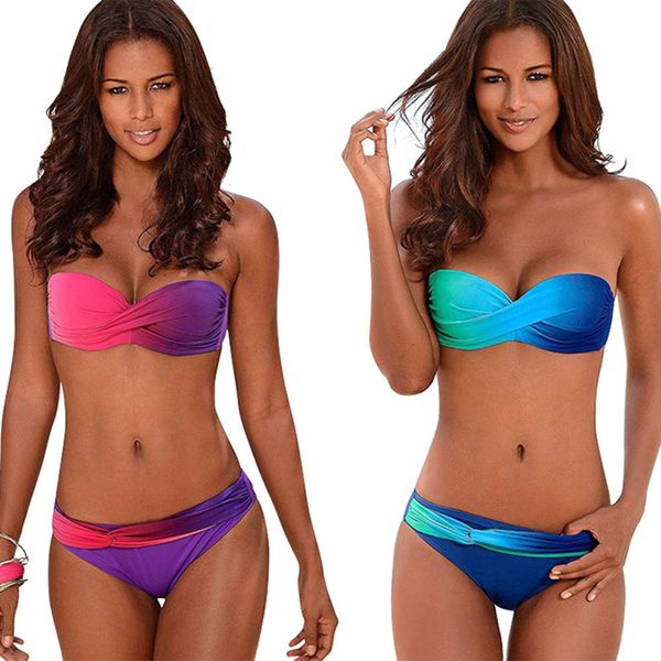 

gradient bikini split swimsuit bikini, White;black
