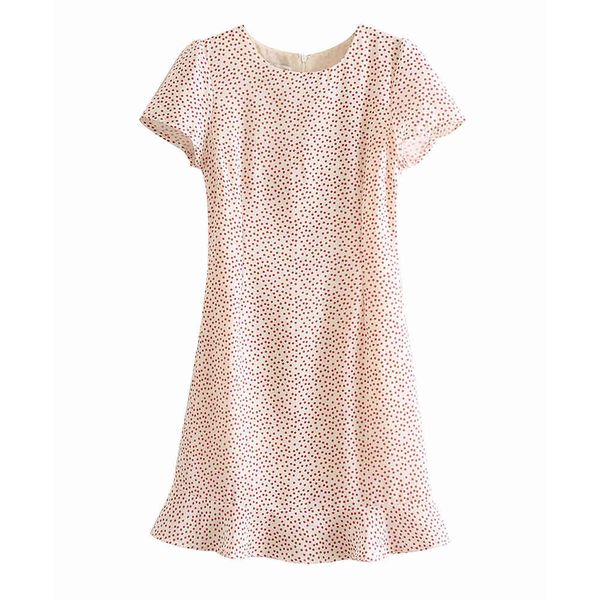 

summer women dress pink dot ruffles short sleeve o-neck above knee dresses female casual fashion clothes 210517, Black;gray