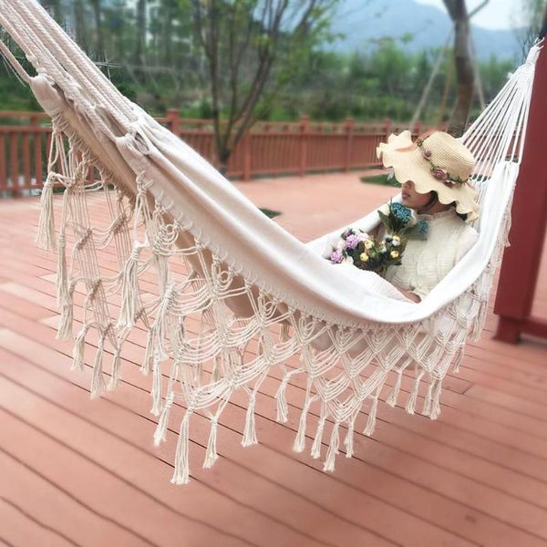 

tapestries bohemian style outdoor garden tassel canvas swing hanging double hammock chair