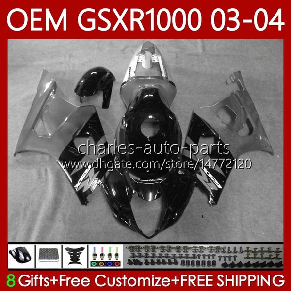 100 % passende OEM-Karosserie für Suzuki GSX-R1000 1000CC K3 Grau Schwarz 03–04 Verkleidung 67Nr
