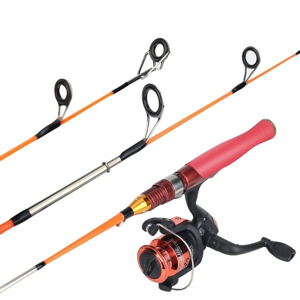 

combination (fishing reel + ice fishing rod+ice lure hook) glass fiber rod 2 sections 0.7m length boat rods