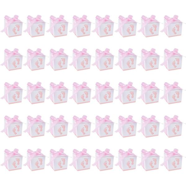 

gift wrap 40pcs born baby footprints candy boxes with ribbon shower