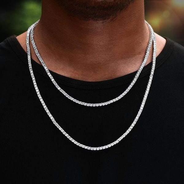 

chains 3mm white gold plated tennis chain, Silver