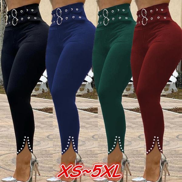 

spring and autumn women high waist solid color plus size long pant woman pants clothes s-5xl ethnic clothing, Red
