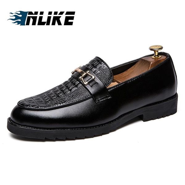 

dress shoes inlike men loafers soft leather moccasins comfortable casual, Black