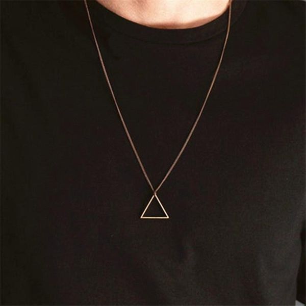 

pendant necklaces europe and the united states chain female fashion titanium steel triangle geometry clavicle joker, Silver