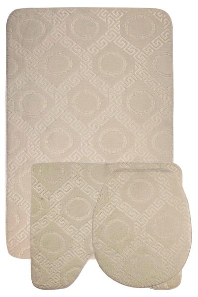 

bonny home 3'lÃ¼ cream ultrasoft pattern toilet seat pad bath mat set mats