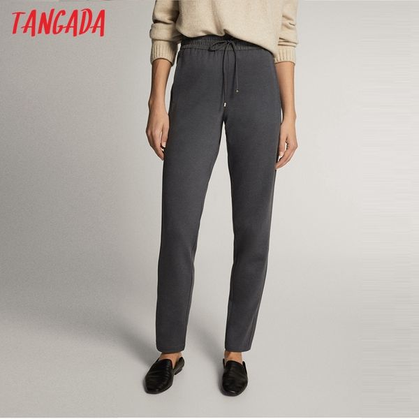 

tangada women dark gray pants cargo strethy waist pants trousers joggers female sweatpants 6d80 210319, Black;white