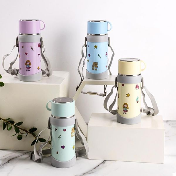 

water bottles 316 stainless steel children insulated kettle 800ml household bottle strap pot outdoor portable large capacity sports cup