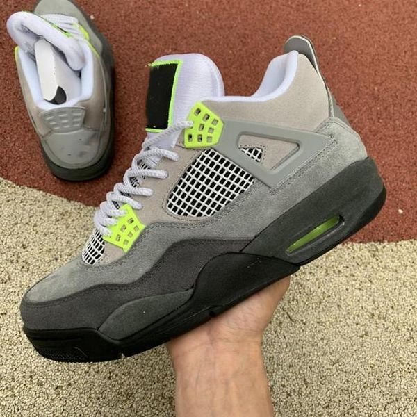 

shoes jumpman 4 retro 95 neon cool grey volt wolf anthr berathable sports sneakers shoe chaussures pour hommes schoenen