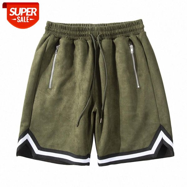 

webbing stitching deerskin velvet casual shorts men's street loose straight five-point pants sports #cy1v, Black