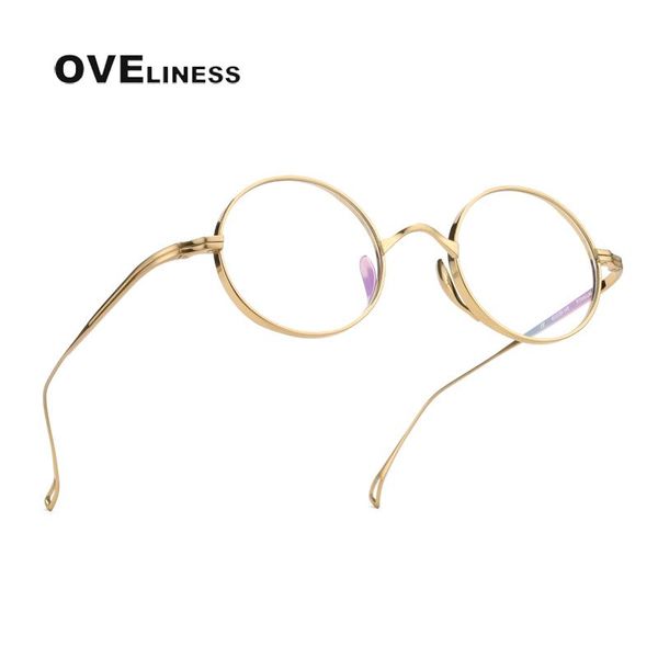

fashion sunglasses frames retro round pure titanium glasses frame women men optical men's eyeglasses prescription myopia eye small eyew, Black