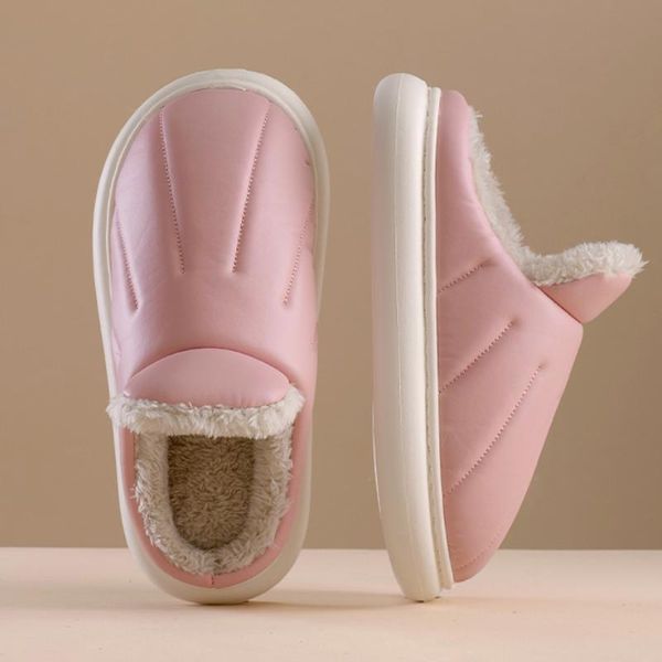 

slippers 2021 women's for home soft indoor shoes warm cotton platform winter waterproof household fur slides wholesale, Black
