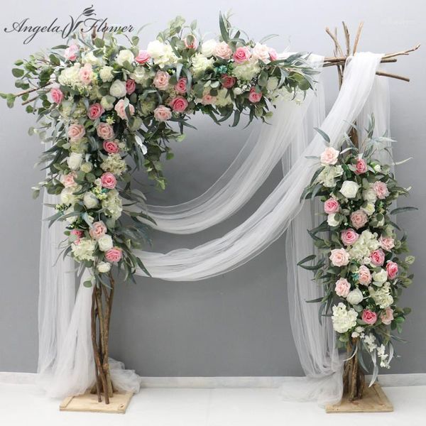 

decorative flowers & wreaths luxury rose hydrangea willow leaf eucalyptus greenery artificial flower row arrangement wedding arch decor hang