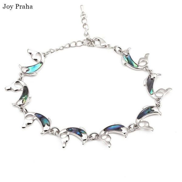 

link, chain dolphin bracelet ornament / natural abalone shell colorful, Black