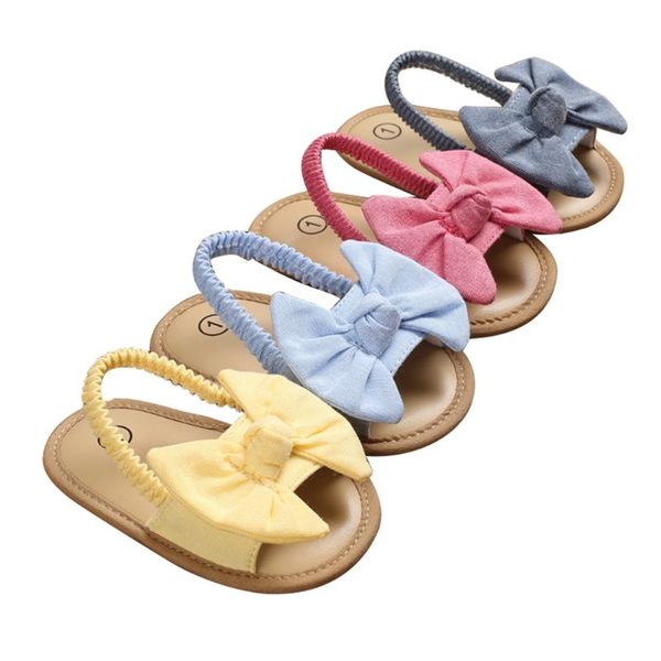 

sandals est summer kids shoes 2021 fashion baby girls knot sole flat princess dress infant non-slip first walkers, Black;red