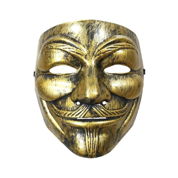 

party masks 10 pcs bronze v for vendetta mask killer cosplay costume accessory gold halloween masquerade horror silver