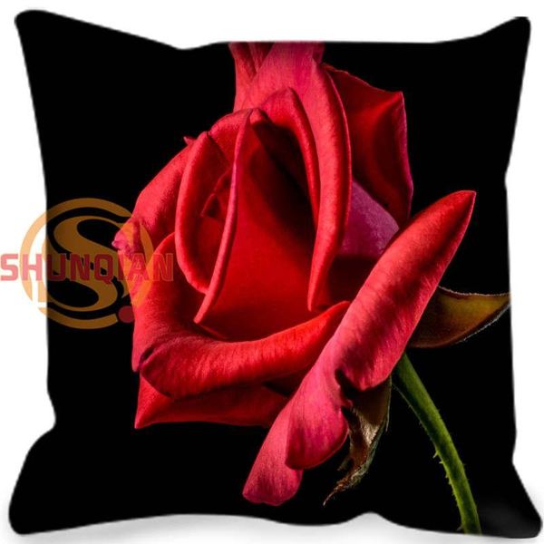

pillow case custom red rose square pillowcase zippered bedroom home cover 1pcs 40x40cm