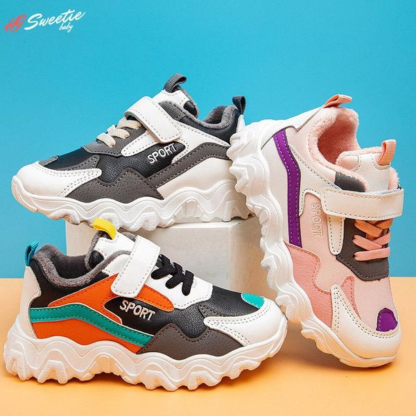 

athletic & outdoor children spring autumn casual shoes winter thick cotton warm sports boys girls school sneakers, Black