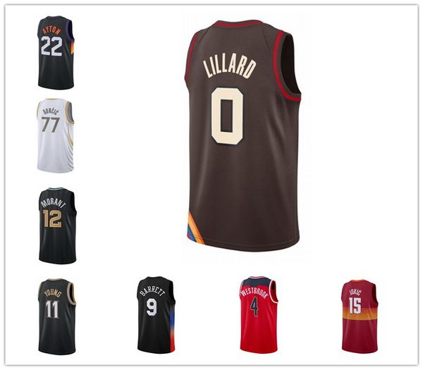 

21 embiid 25 simmons 0 lillard 12 morant 11 young 9 barrett 77 doncic basketball jerseys 11 williamson 3 paul 22 ayton 11 booker 32 towns 4, Black;red