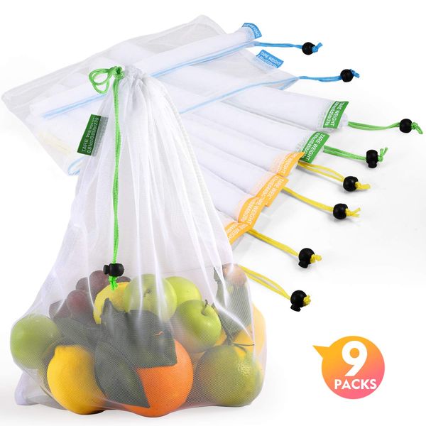 

reusable produce bags washable mesh storage bags for food vegetable fruit toys travel organization with drawstring