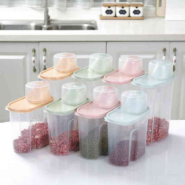 

pp food storage box plastic clear container set with blankets pour kitchen storage bottles dried bean tank 1.9l 2.5l