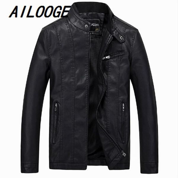 

men's fur & faux 2021 arrive leather jacket men pu motorcycle plus size formal casual slim fit biker jackets man, Black