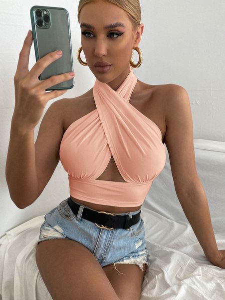 

solid cross crop halter m20r#, White