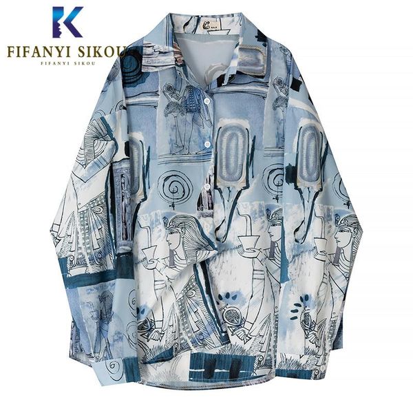 

autumn womens and blouses fashion print shirt casual loose blouse women vintage long sleeve harajuku shirts women's &, White