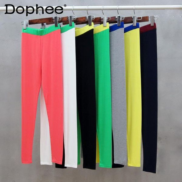 

women's leggings 2021 summer fashion clothing candy color waist matching modal basic slim slimming casual pants, Black