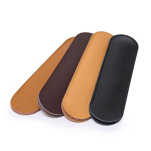 

1pcs vintage handmade genuine leather pencil case retro brown cowhide pen bag for fountain pens school office gifts stationery bags