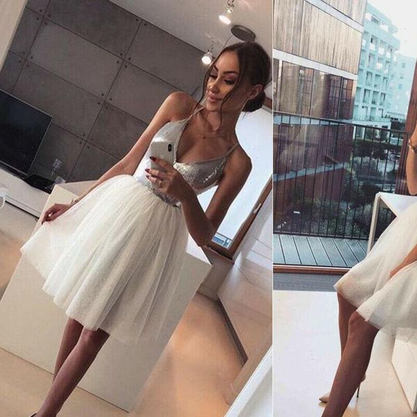 

arrival halter deep v women dresses sequin elegance evening party mini a line, Black;gray