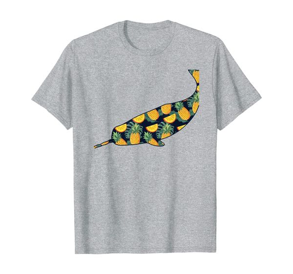 

pineapple hawaiian narwhal women men print whale girl gift t-shirt, White;black