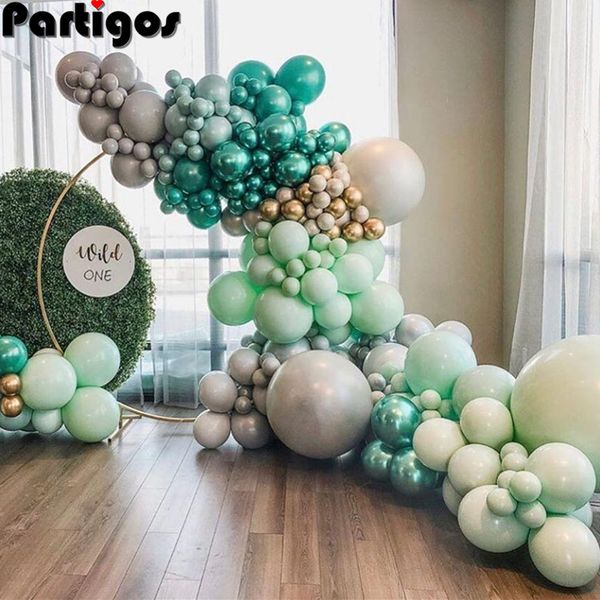 

146pcs macaron green chrome metallic balloons garland arch kit wedding bridal kids baby shower birthday party decoration ballons