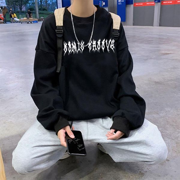 

men's hoodies & sweatshirts trend spring streetwear black girls white gothic oversized street women's hip-hop cool couples high s