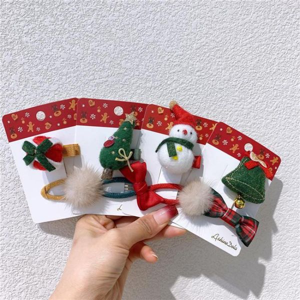 

hair accessories christmas tree pin clip little girl bow bb gift snowman hairpin kids barrette ball shaped side, Slivery;white