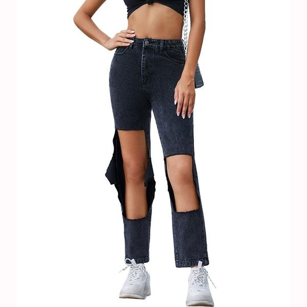 

women's jeans plus size summer spring casual loose jean women woman high waist 2021 denim trousers straight pants streetwear clothes, Blue