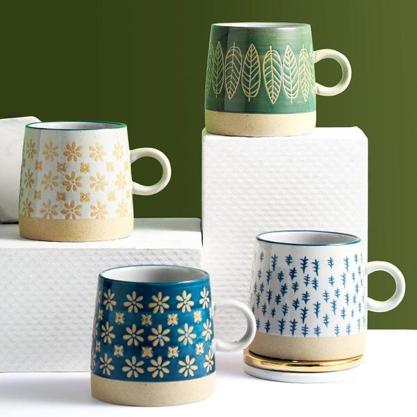 

mugs 400ml japanese vintage ceramic mug handgrip cup for breakfast milk oatmeal coffee heat resistant office home drinkware tool
