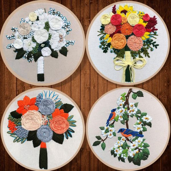 

other arts and crafts creative embroidery kit holding flowers pattern diy material package beginner needlework tools sewing craft kits home