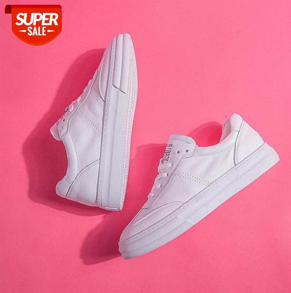

little white women's shoes, genuine leather all-match casual single flat students #ly9p