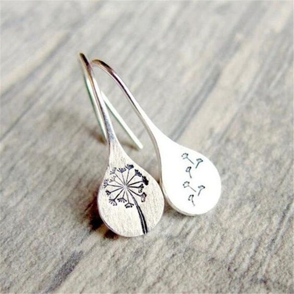 

retro female dandelion earrings european and american silver color stud exquisite jewelry gifts for women, Golden;silver