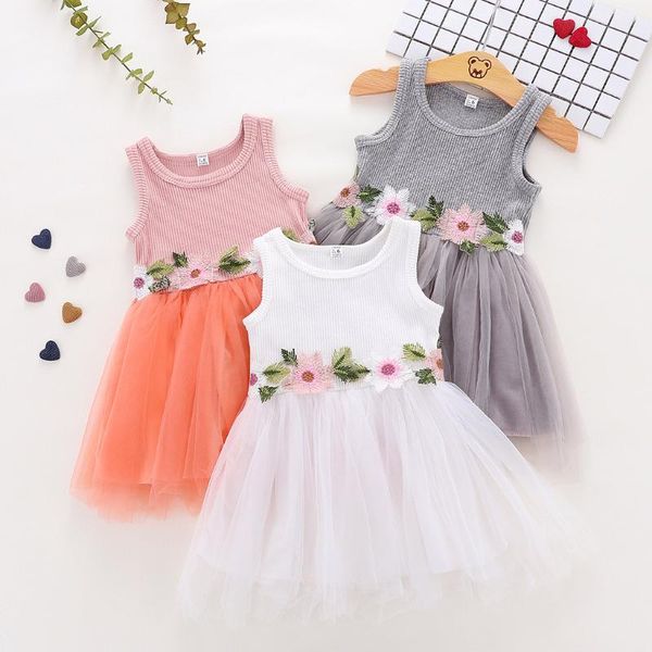 

girl's dresses telotuny girls summer dresstoddler baby sleeveless floral tulle dress flower princess sweet girl #40, Red;yellow